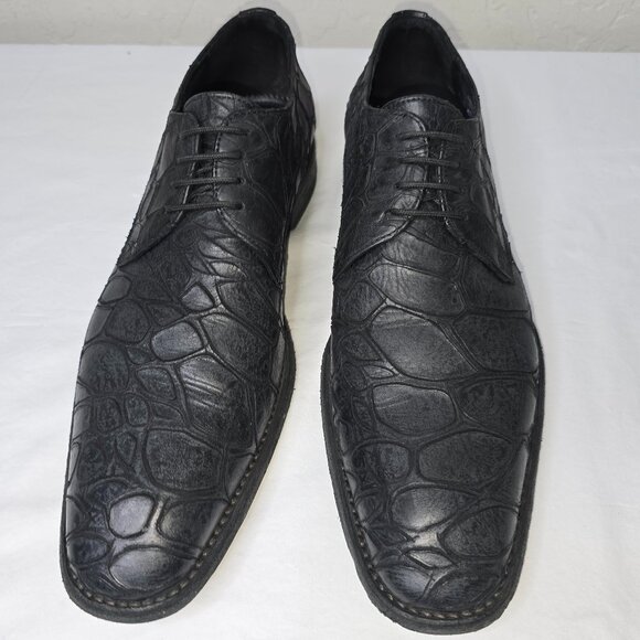 Jean Baptiste Rautureau Grey Leather Croco Alligator Print Oxfords Men's 10 / 43 - Picture 4 of 9